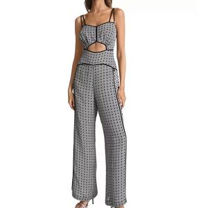 Reiss | Remi- Resort Printed Black and White Geometric Jumpsuit